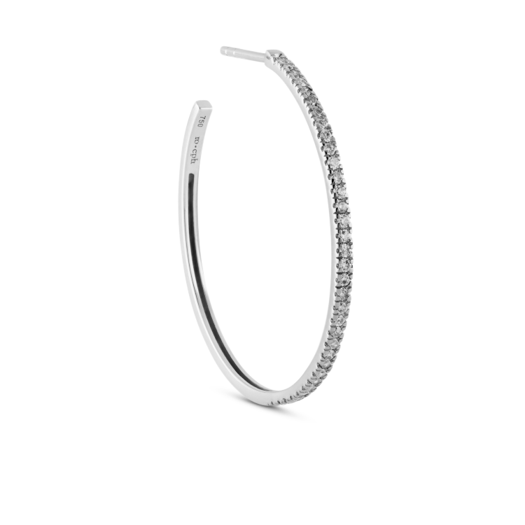 Rock Classic Grey diamant creol L - 18kt Hvidguld