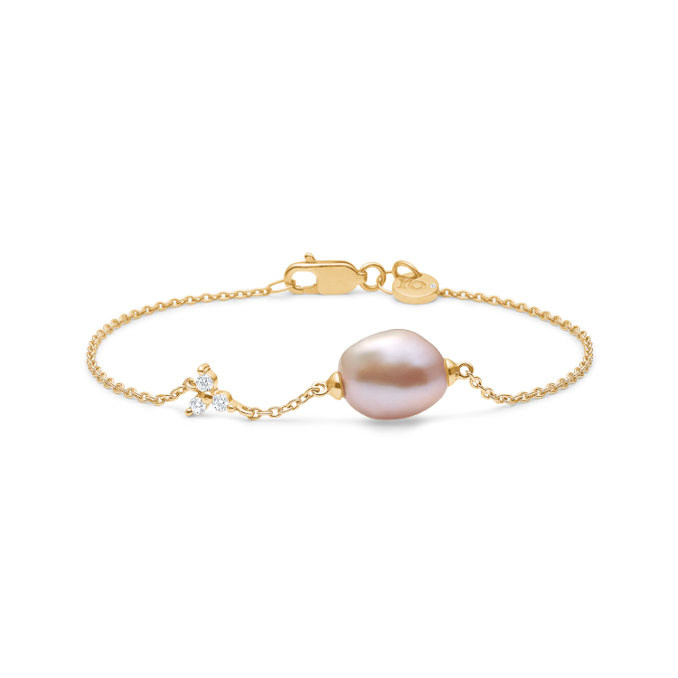Fryd diamant perle armbånd - 18kt Rødguld