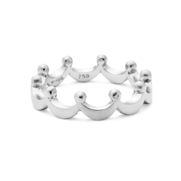 Royal ring med dots - 18kt Hvidguld