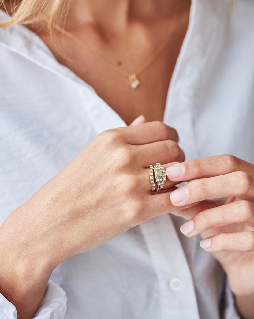 Raw Diamantring - 18kt Rødguld