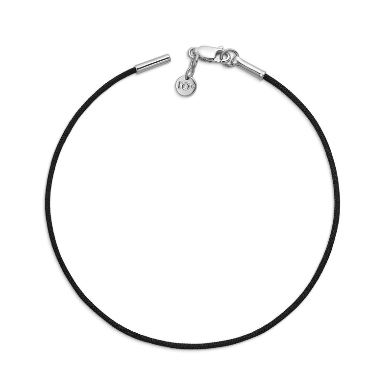 Inner Peace armbånd sort snor - 18kt Hvidguld