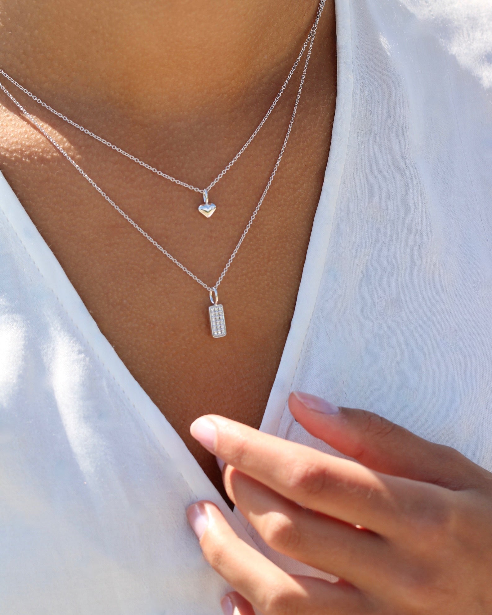 Square Diamant vedhæng - 18kt Hvidguld